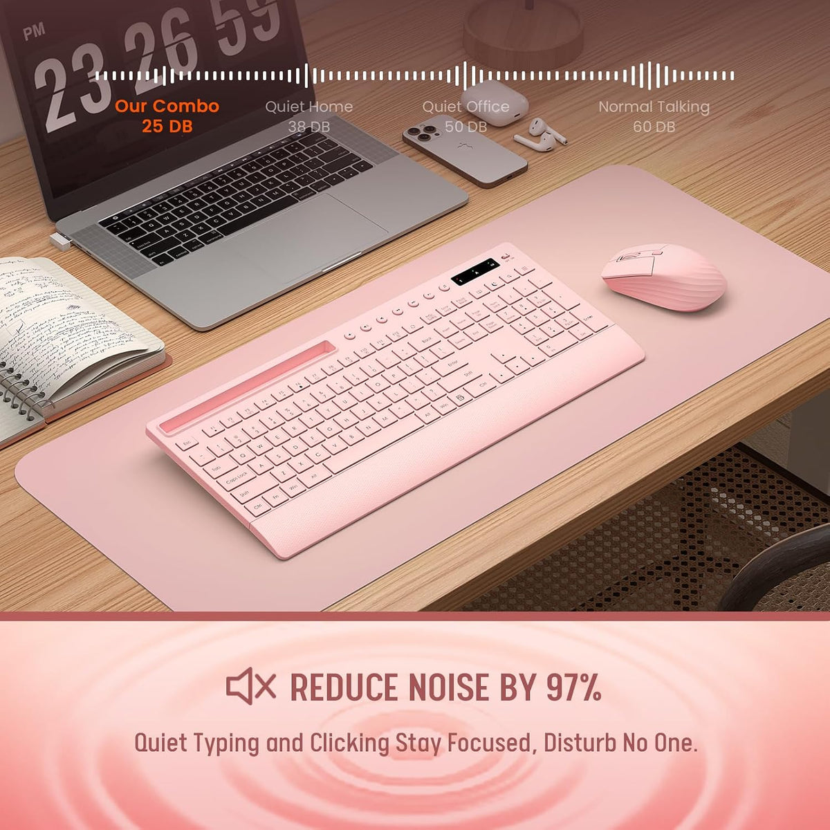 Trueque Wireless Keyboard and Mouse Combo, Full Size with Palm Rest