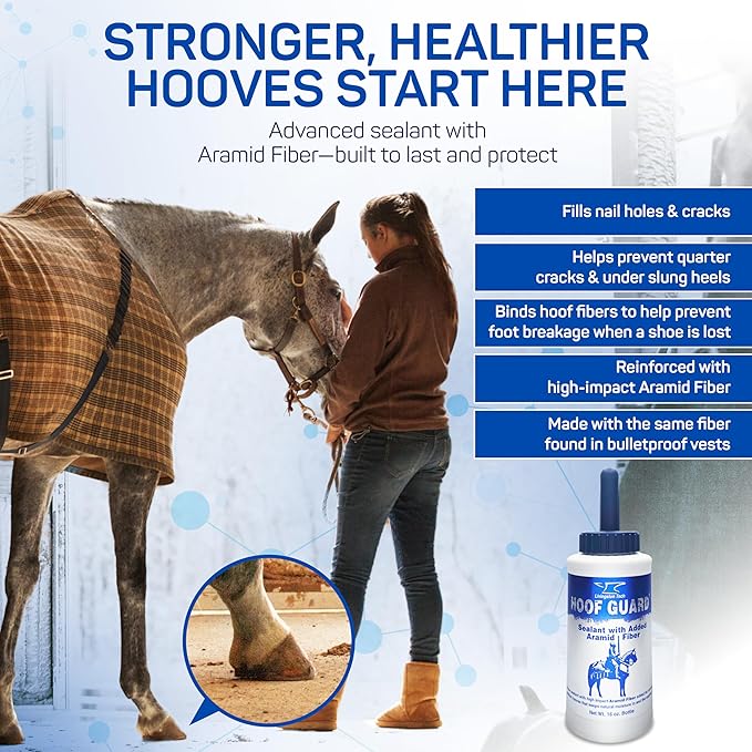Fiber- Fortified Hoof Guard Sealant 16oz – Pro-Grade Formula Hoof Protector with Aramid for Stronger Hooves – Helps Fill Cracks & Lock in Moisture - Shields Against Thrush, UV Damage & Brittleness