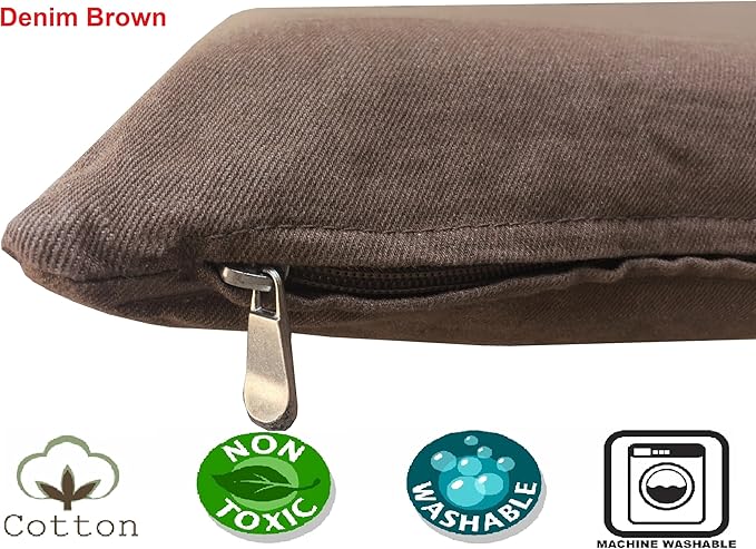 Dogbed4less Shredded Memory Foam Pillow Dog Bed with Waterproof Liner and Machine Washable Cover (Brown Denim, Large 48"X29")