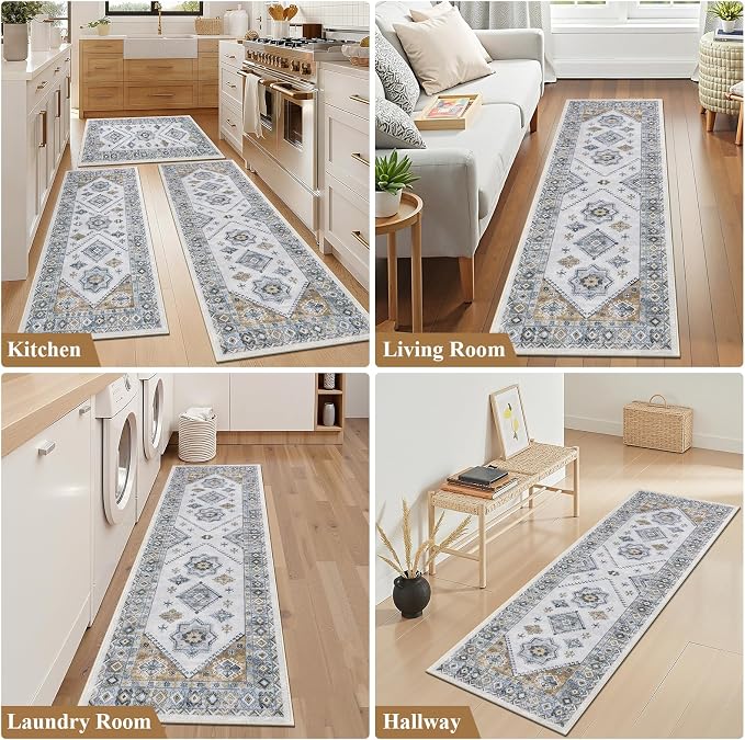 HEBE Boho Kitchen Rug Sets 3 Piece