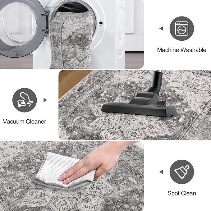 Yamaziot Washable Runner Rug, 2x5 Non-Slip Boho Vintage Hallway Rug Runner
