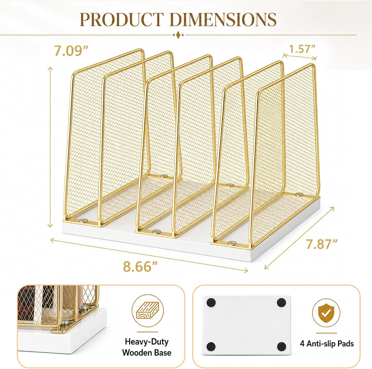OPNICE Desk File Organizer, Mail Organizer, Large, Gold