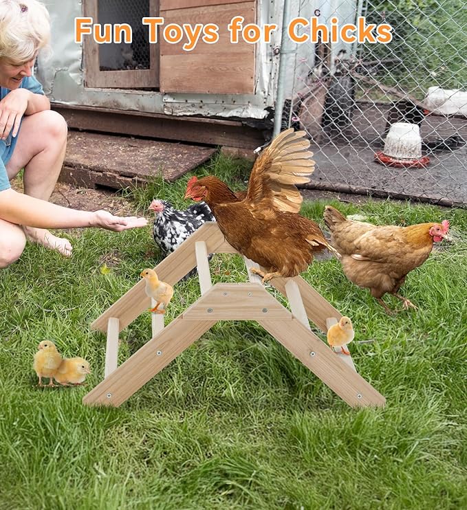PETSFIT Chick Perch Prevent Rotation Design, Strong Wooden Chicken Roosting Bar, Easy to Assemble and Clean, Fun Toys for Chick Indoor/Outdoor Use