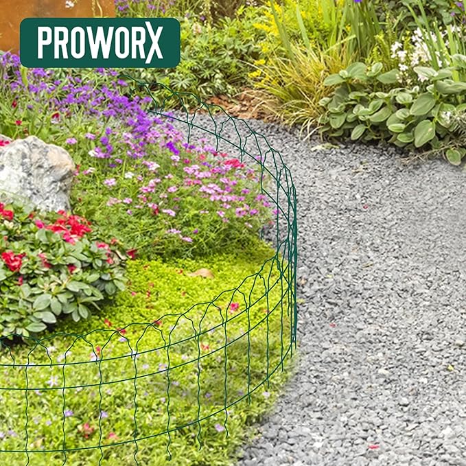 2 Rolls Green Garden Fence Border, 14 in x 40 ft Metal Folding Fence Wire Roll Garden Border Edging, Garden Fence Roll Flower Bed Fencing for Outdoor Yard