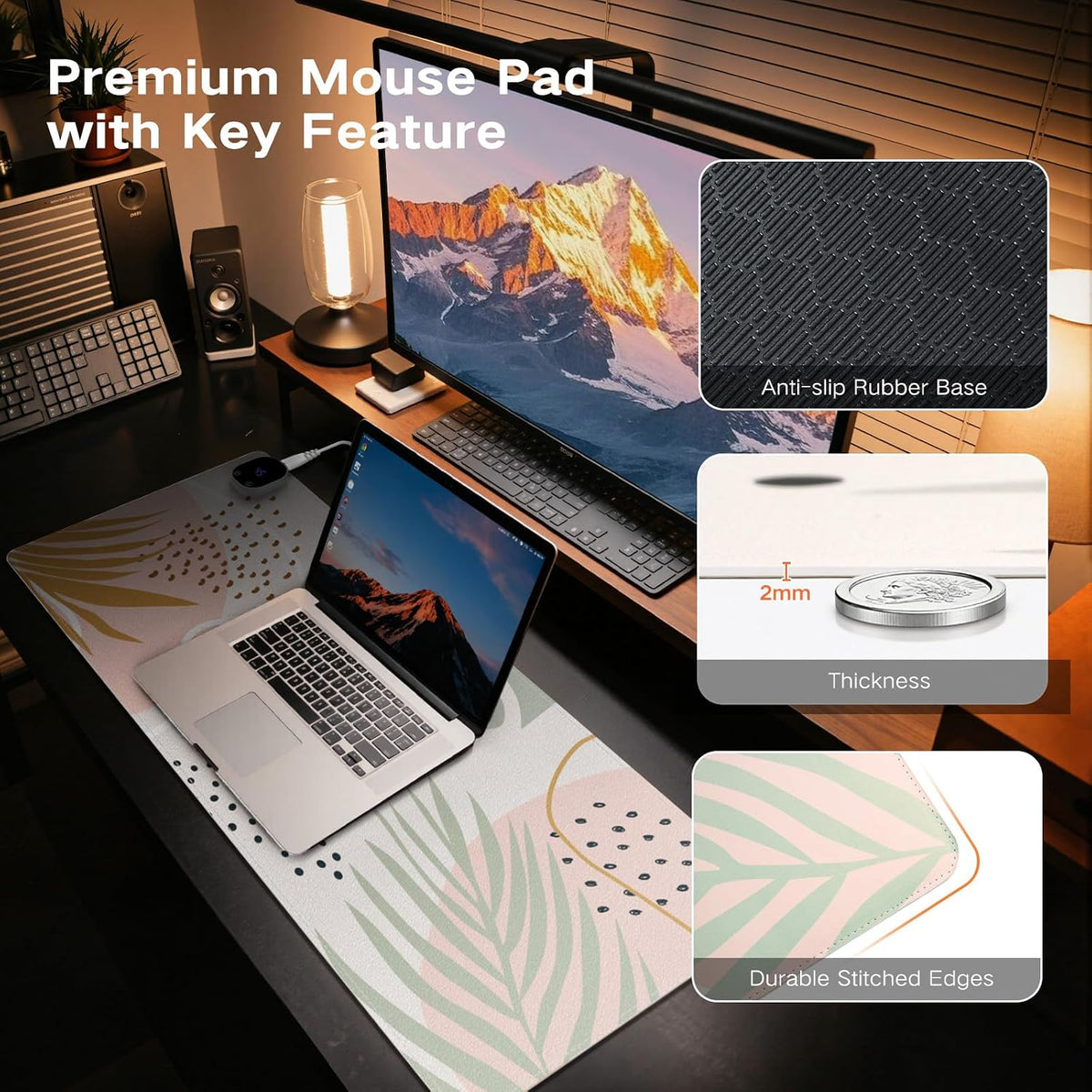iCasso Computer Mat for Workspace, Morandi 35.4"x15.7" Desktop Mat