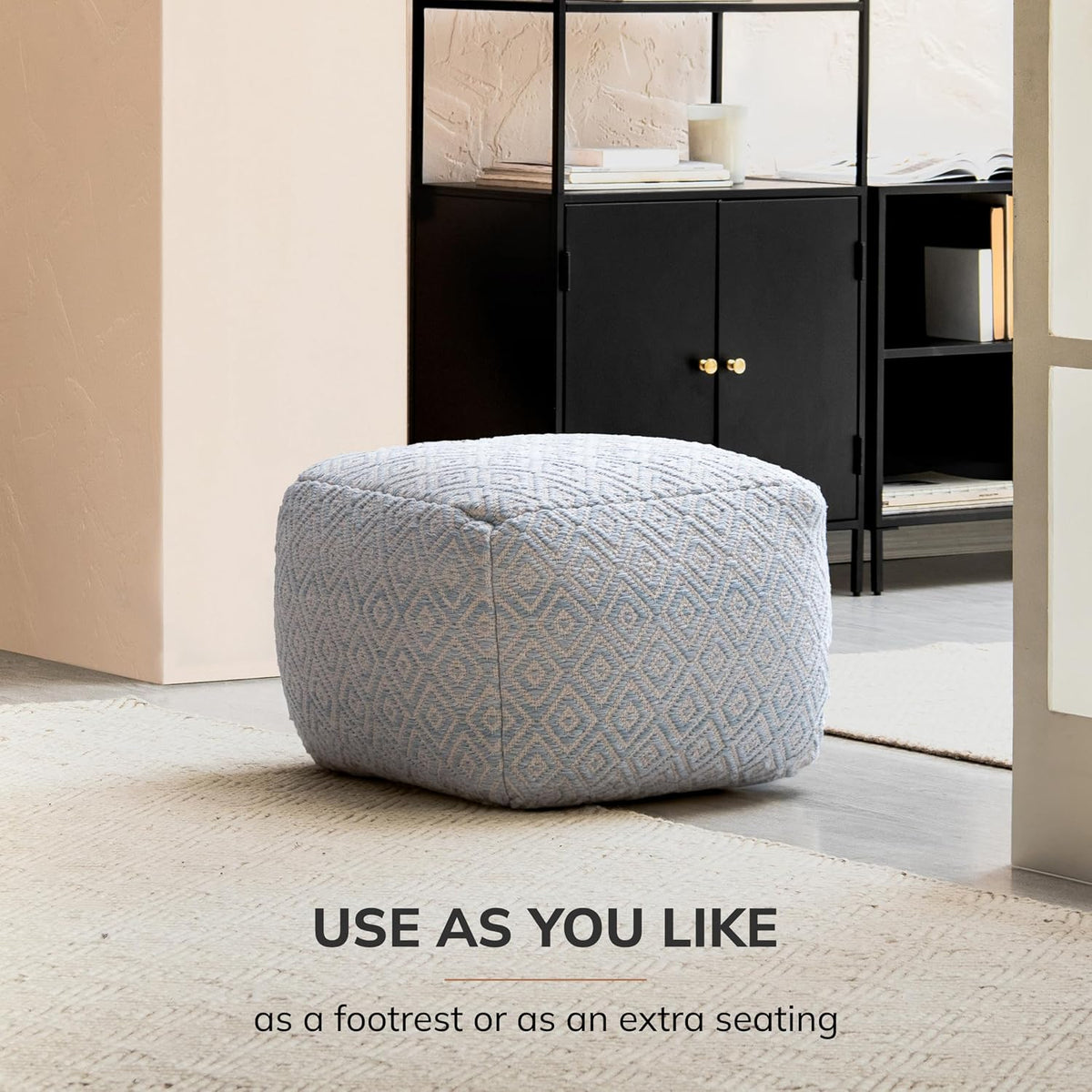 Anji Mountain 16" H x 22" W Handmade Pouf Ottoman for Living Room & Couch