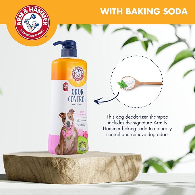 Arm & Hammer for Pets Odor Control Pet Shampoo, Value Size Bottle with Pump | Odor Eliminating Dog Shampoo | Great for All Dogs & Puppies, Fresh Kiwi Blossom Scent, 24 oz