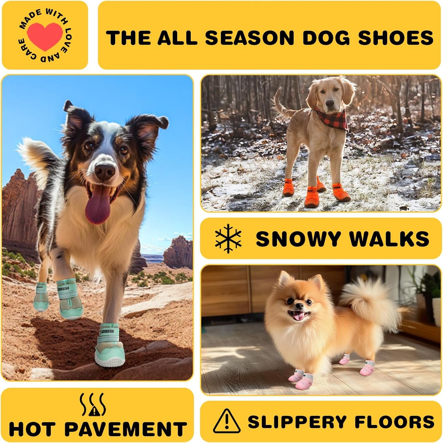 Hcpet Dog Shoes for Large Dogs, Breathable Dog Booties for Small Medium Dogs, Anti-Slip Dog Boots & Paw Protectors for Hot Pavement Winter Snow Hiking with Reflective Straps Blue Size 6