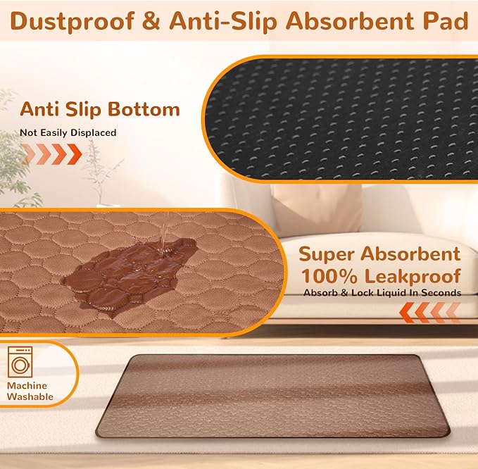 Large Dog Bed Waterproof Indestructible Pet Bed, Memory Foam Orthopedic Dog Couch with Anti-Slip Mat Washable (Brown)