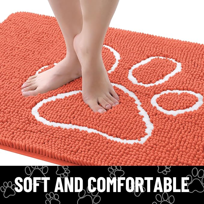 Smiry Dog Door Mat for Muddy Paws, Absorbent Dirt Trapper Non Slip Quick Dry