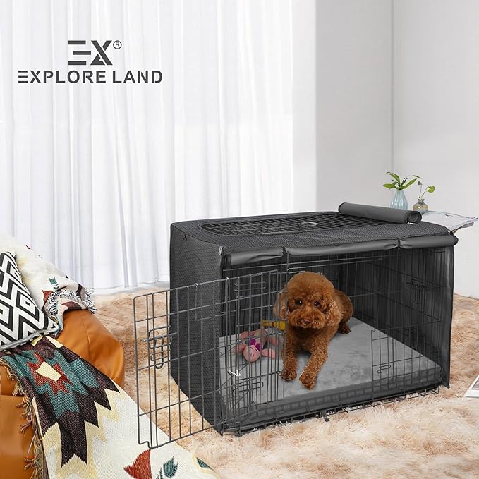 Explore Land Waterproof Dog Bed Cover Machine Washable Fluffy Dog Bed Replacement Cover, 44Lx32Wx4H inch, Gray