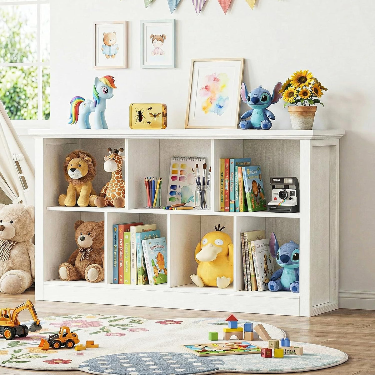 Unikito Cube Storage Organizer, Open Cube Bookshelf with Base, Warm White
