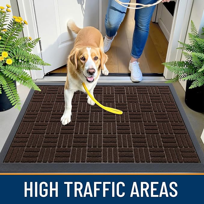 OLANLY Front Door Mat Outside Entrance 29.5x17, Heavy Duty Sturdy Natural