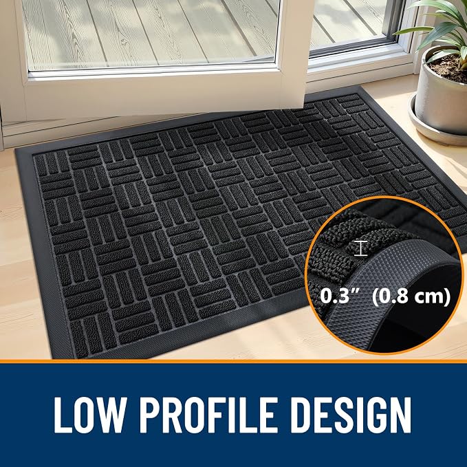 OLANLY Front Door Mat Outside Entrance 59x34, Heavy Duty Sturdy Natural Rubber