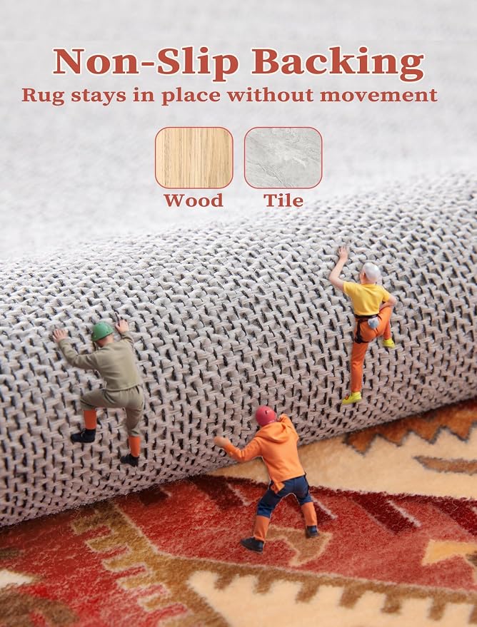 SERISSA Runner Rug for Hallways, Long Boho Rug Vintage Red Hallway Stair Ultra