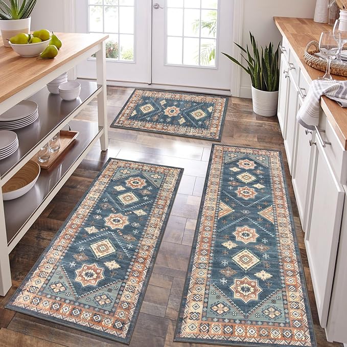 HEBE Boho Kitchen Rug Sets 3 Piece