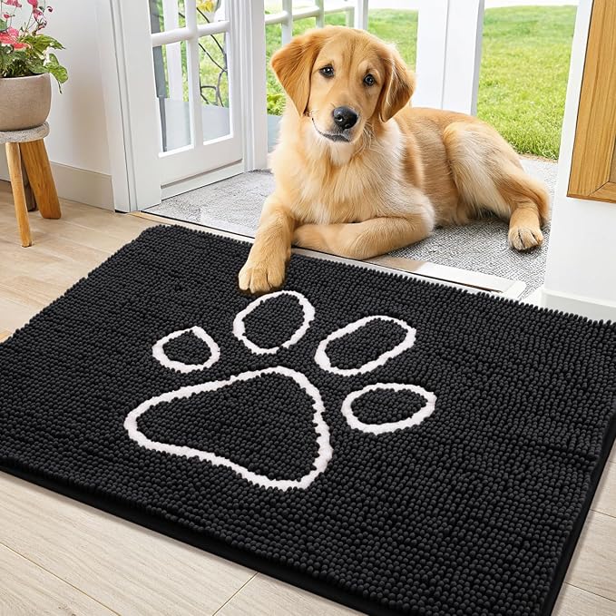 Smiry Dog Door Mat for Muddy Paws, Absorbent Dirt Trapper Non Slip Quick Dry