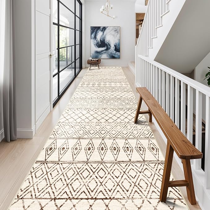 2'6"x14' Hallway Runner Rug Washable: Moroccan Non Slip Runner Rugs Low Pile