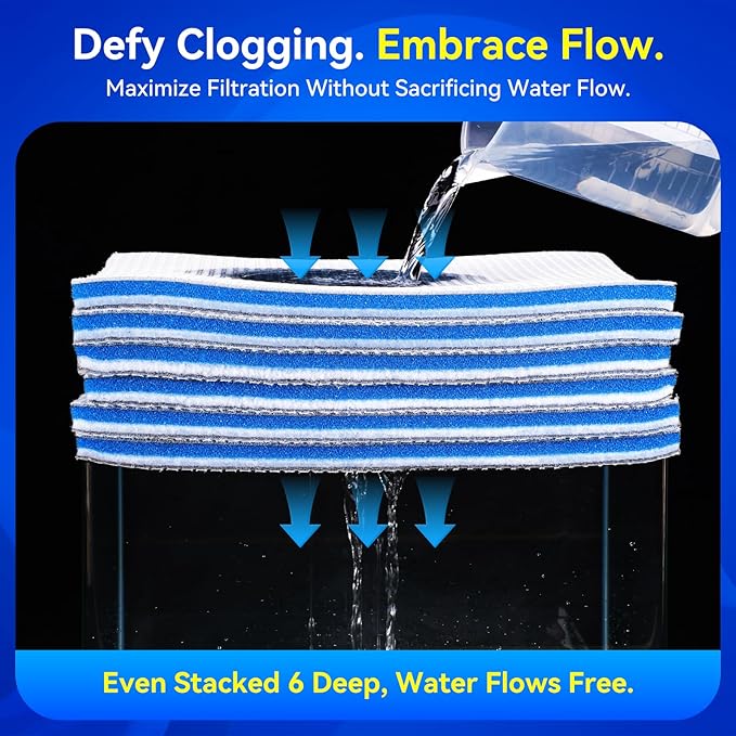 Borlech 8-Layer Fast-Acting Aquarium Filter Pad