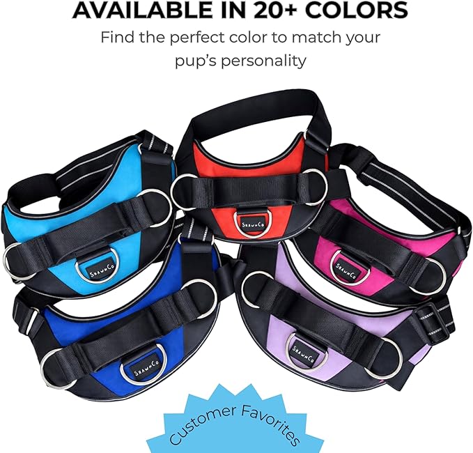 ShawnCo Essential Dog Harness, No-Pull Pet Vest with 3 Leash Clips, No Choke, Reflective, Adjustable and Padded, for Easy Walking and Training for Small, Medium and Large Dogs (Mustang Red, L)