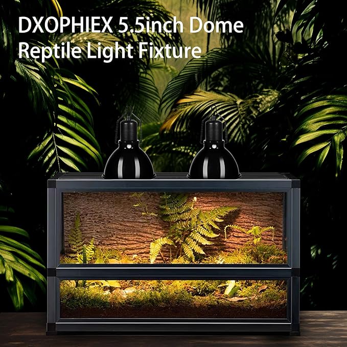 DXOPHIEX 5.5 inch Dome Reptile Light Fixture Reptile Heat Lamp UVB Light Fixture for Bearded Dragon, Lizard, Hermit Crab, Turtle Tank and Terrarium（Max 100W）