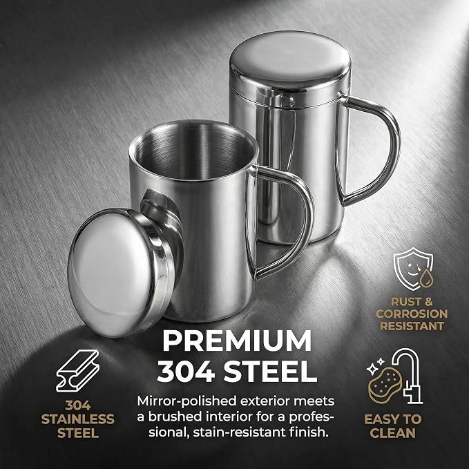 Yesland 2 Pack 13.5 oz Stainless Steel Double-Walled Metal Mugs