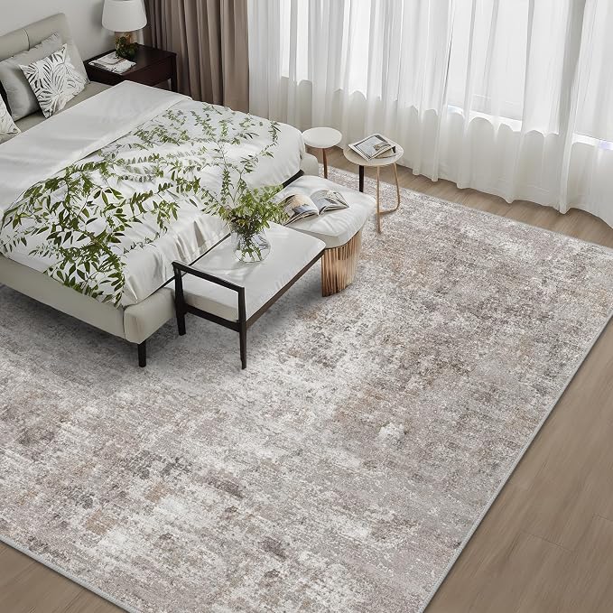 10x10 ft Square Living Room Rug – Washable Modern Abstract Area Rug
