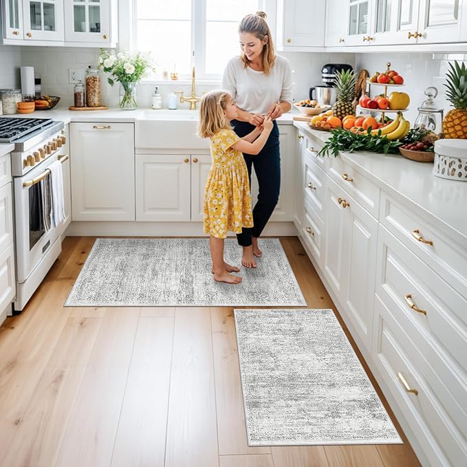 Kitchen Mats for Floor 2 Piece, Non Slip Washable Kitchen Rugs Sets for Floor