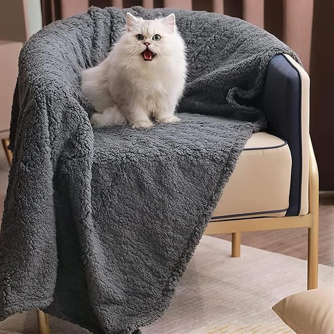 Pet Blankets for Couch Sofa Bed Dog Blankets Reversible Cat Blanket Soft Furniture Protector Cover for Small Medium Large Dogs Cats, Grey, 39 x 47 inches