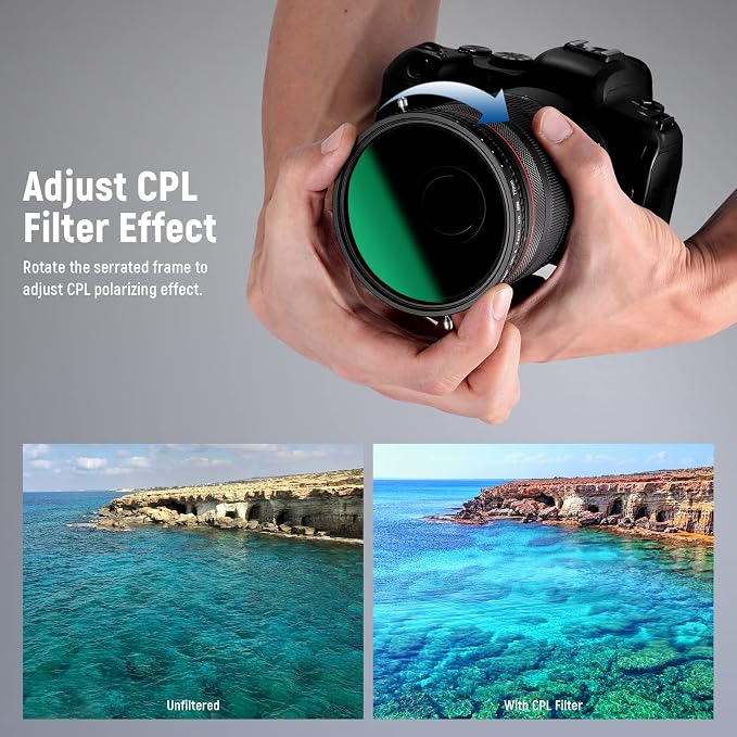 NEEWER 2 in 1 77mm Variable ND Filter ND2–ND32&CPL Filter No X Cross/30 Layer