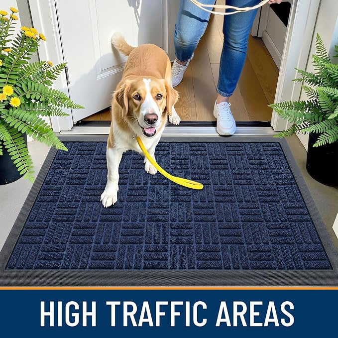 OLANLY Front Door Mat Outside Entrance 71x47, Heavy Duty Sturdy Natural Rubber