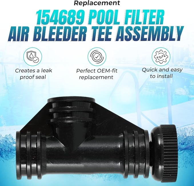 Replacement 154689 Pool Filter Air Bleeder Tee Assembly Compatible