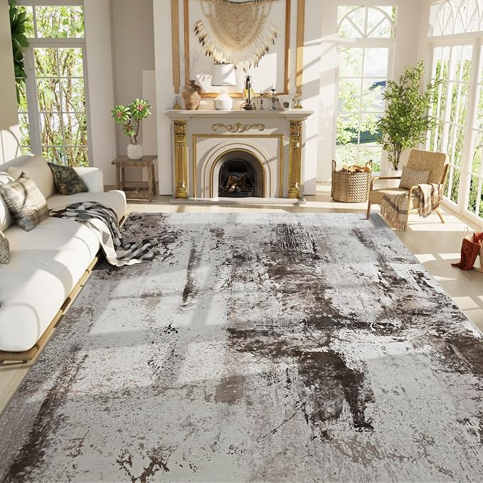 Living Room Rug 9x11 Coffee Area Rugs Machine Washable Abstract Boho Large Rug