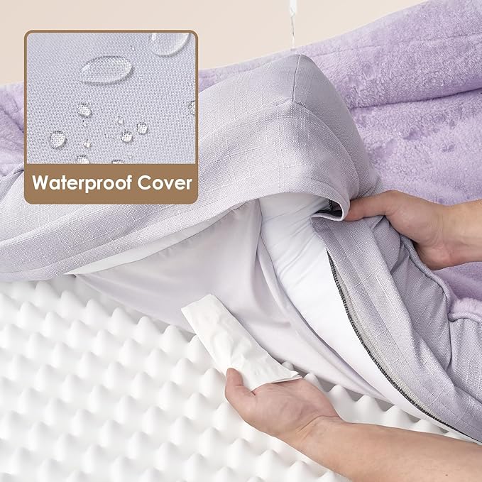 EHEYCIGA Orthopedic XL Dog Bed for Large Sized Dog, 42x30x7.5 Inch Extra Large Memory Foam Dog Couch Bed with Sides, Waterproof Liner & Washable Removable Cover, Purple