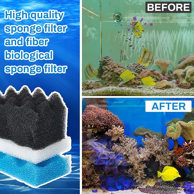 18 Pcs Compatible with 306/307 Bio Sponge Set Compatible with Aquarium Filters