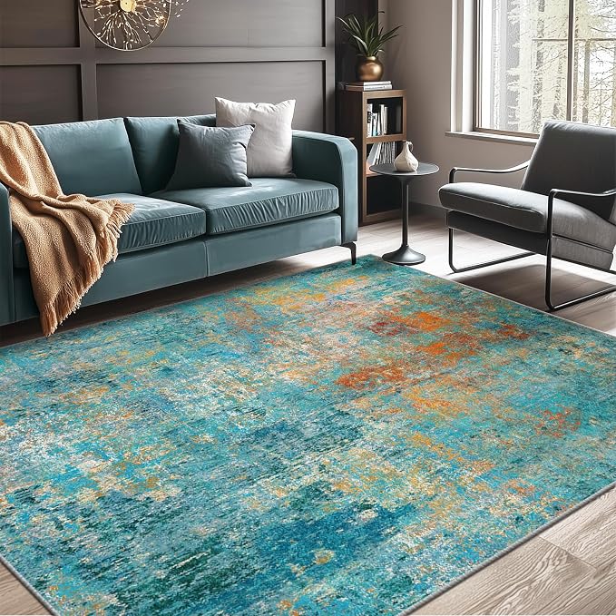 RELEANY Washable Area Rugs 5'x7' Non-Slip Modern Abstract Soft