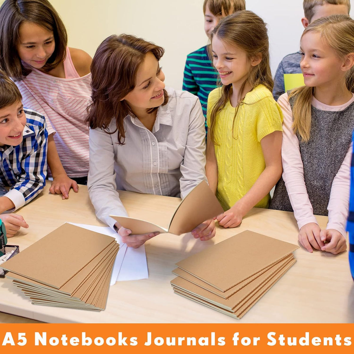 Mimorou 100 Pcs A5 Journals Notebooks Bulk,Brown,Dot