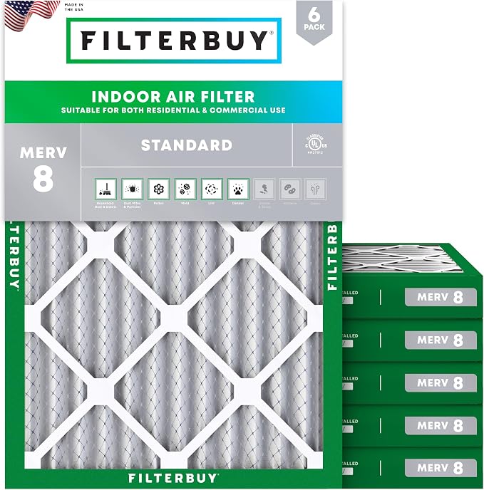 Filterbuy 20x21x2 Air Filter MERV 8 Essential Dust & Allergy Defense,