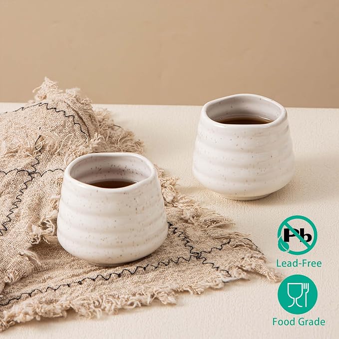 4pcs Japanese Tea Cup Set – Mini Size Cup 5OZ Ceramic Matcha Cup, Handless