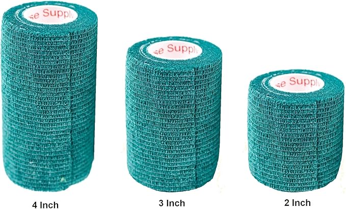 Vet Wrap Tape (Hunter Green) (2 Pack) (3 Inch x 15 feet) Self Adhesive Adherent Adhering Cohesive Flex Self Stick Bandage Grip Roll Dog Cat Pet Horse