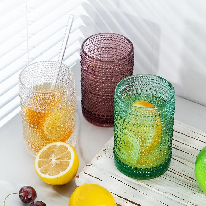 15 oz Colored Hobnail Drinking Glasses