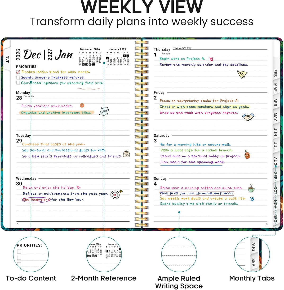 2027 Planner 8.5" x 11", Weekly & Monthly Calendar Book, Jan-Dec 2027