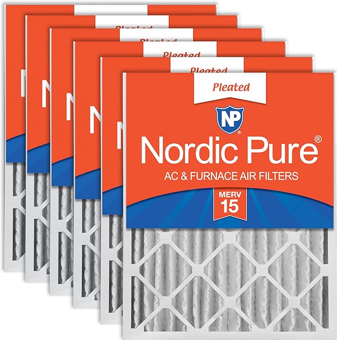 Nordic Pure 20x20x4 Pleated MERV 15 Air Filters 6 Pack
