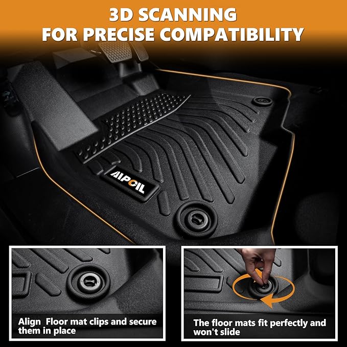 AIPOIL® Floor Mats & Cargo Liner Set for 2023-2025 2026 Toyota Prius & Prius Prime (PHEV) All Weather Protection Anti-Slip Automotive Floor Liners Full Set Automobile mats Accessories, Black