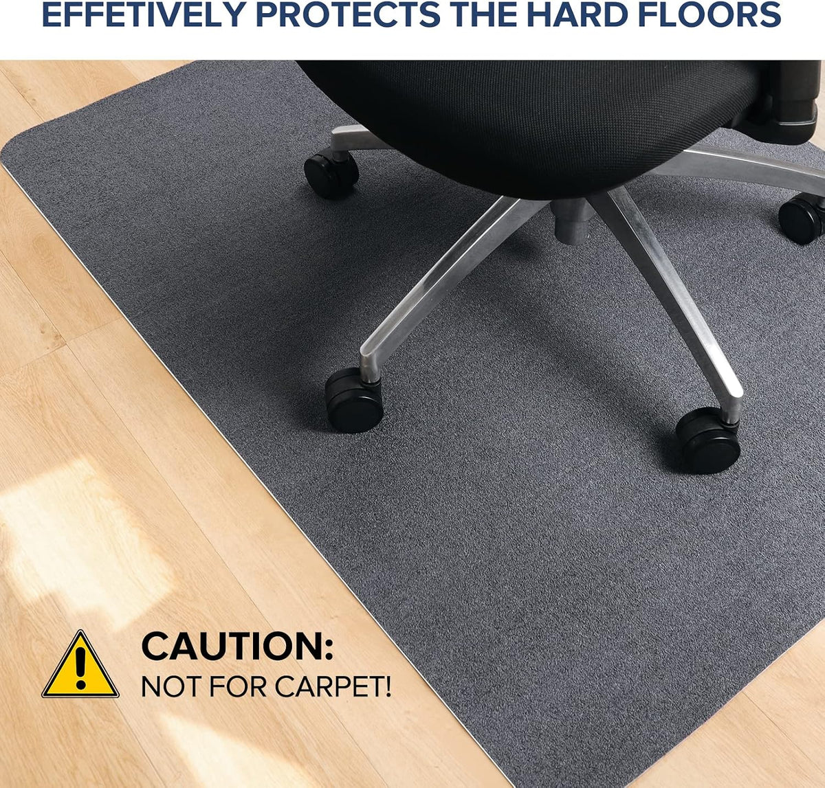 Chair Mat for Hard Floors, QQpony 1/6" Thick 63"x51" Office Chair Mat for Hardwood Floors, Premium Floor Protector Desk Rug for Home Office (Dark Grey)