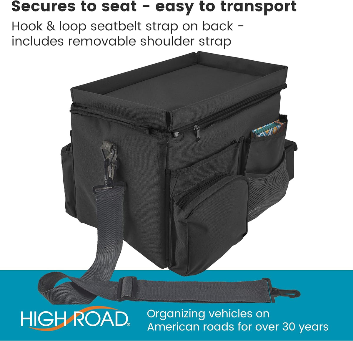 High Road Car Front Seat Storage Organizer - Passenger Seat Desk for Laptop