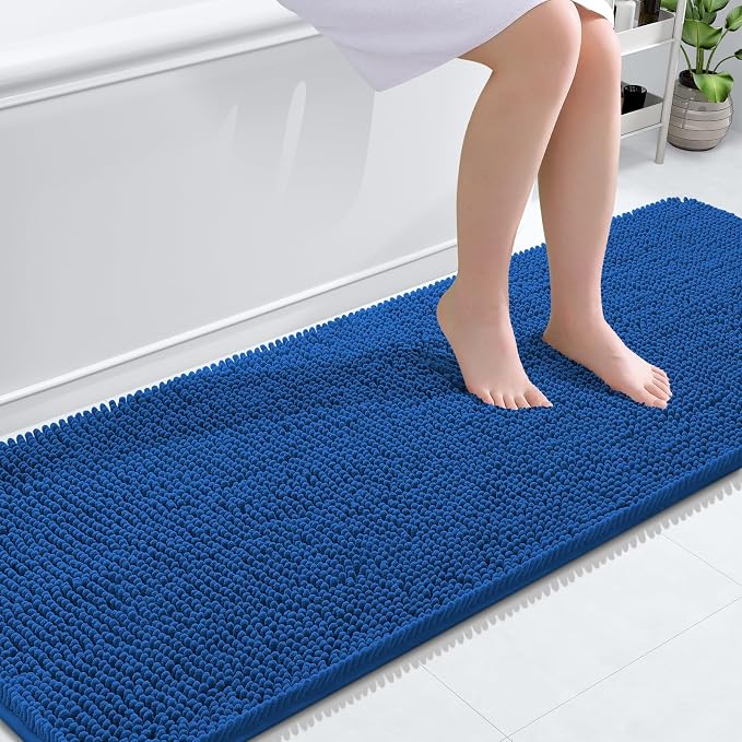OLANLY Bathroom Runner Rugs 70x24, Soft Absorbent Chenille Bath Rugs, Rubber