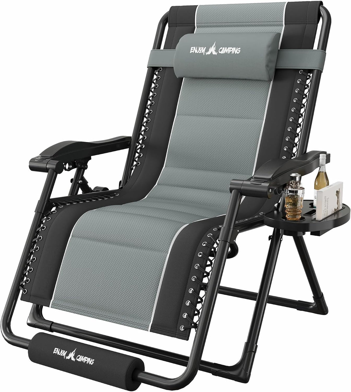 Amopatio XXL Padded Zero Gravity Chairs Foldable Zero Gravity Lounge Chair Outdoor Portable Reclining Chair with Removable Cup Holder/Headrest/Footrest