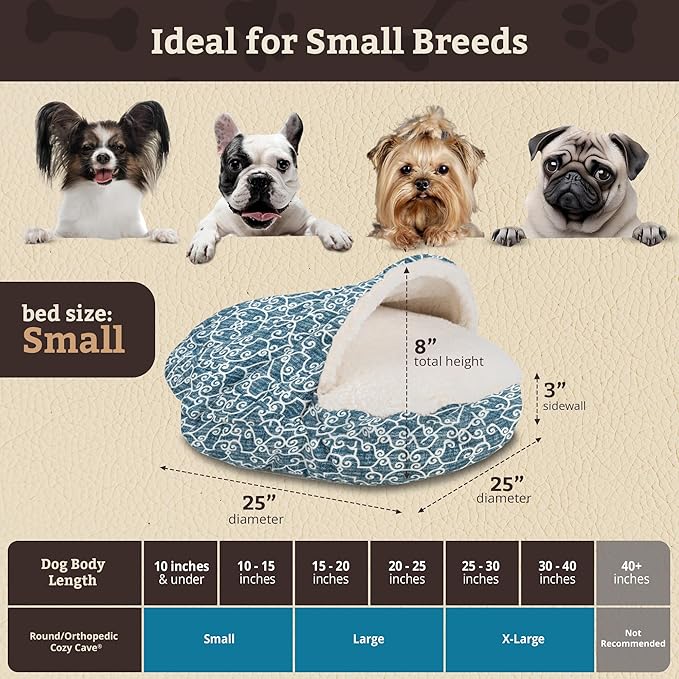 Snoozer Luxury Cozy Cave Pet Bed, Wag Collection, Small - Ramey Oxford