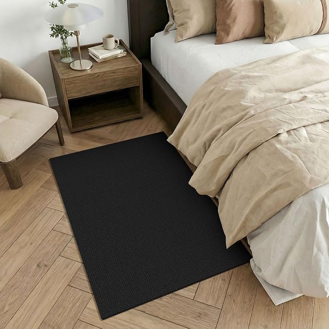 KOZYFLY Black Washable 3x4 Woven Entry Area Rug, Braided Throw Rugs
